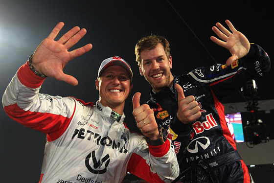 Ein Bild aus besseren Tagen: Michael Schumacher und Sebastian Vettel beim Race of Champions 2012<br>Foto: Archiv Autosport.at/michael-schumacher.de
