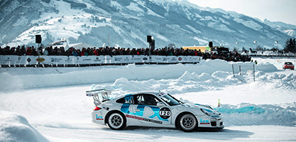 Autosport.at-Partner Franz Irxenmayr bei der 2019er Ausgabe des GP Ice Race in Zell am See - Foto: Porsche Medienservice