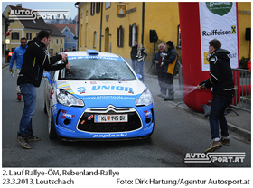 Grund zum Feiern: Unior Rallye Team siegt bei Rebenland-Rallye 2013 in der Klasse 2WD