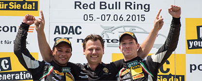 Der erster Auftritt vom Grasser Racing Team beim ADAC GT Masters (Red Bull Ring 2015) wurde mit einem Sieg im zweiten Rennen belohnt - Foto: Grasser Racing