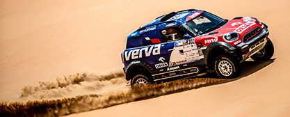 Jakub „Kuba“ Przygonski (POL) und Tom Colsoul (BEL) sicherten sich im MINI John Cooper Works Rally den zweiten Rang bei der Abu Dhabi Desert Challenge