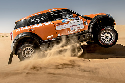  Kris Rosenberger (AUT) und Nicola Bleicher (GER) gelang bei ihrem ersten Rennen im MINI ALL4 Racing mit Rang acht der Sprung in die Top 10